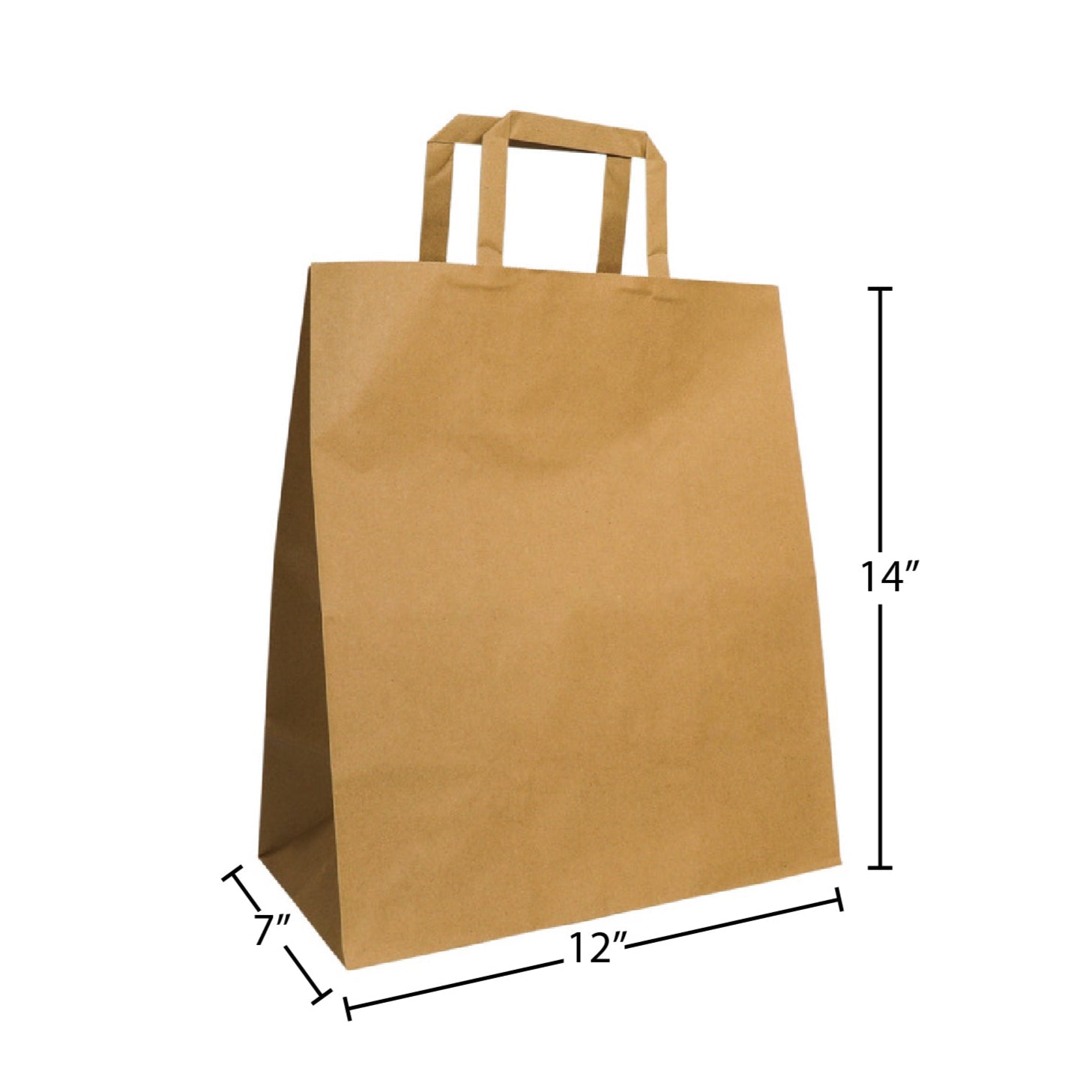 12" x 7" x 14" Natural Flat Handle Paper Shopping Bag (300 Pack)