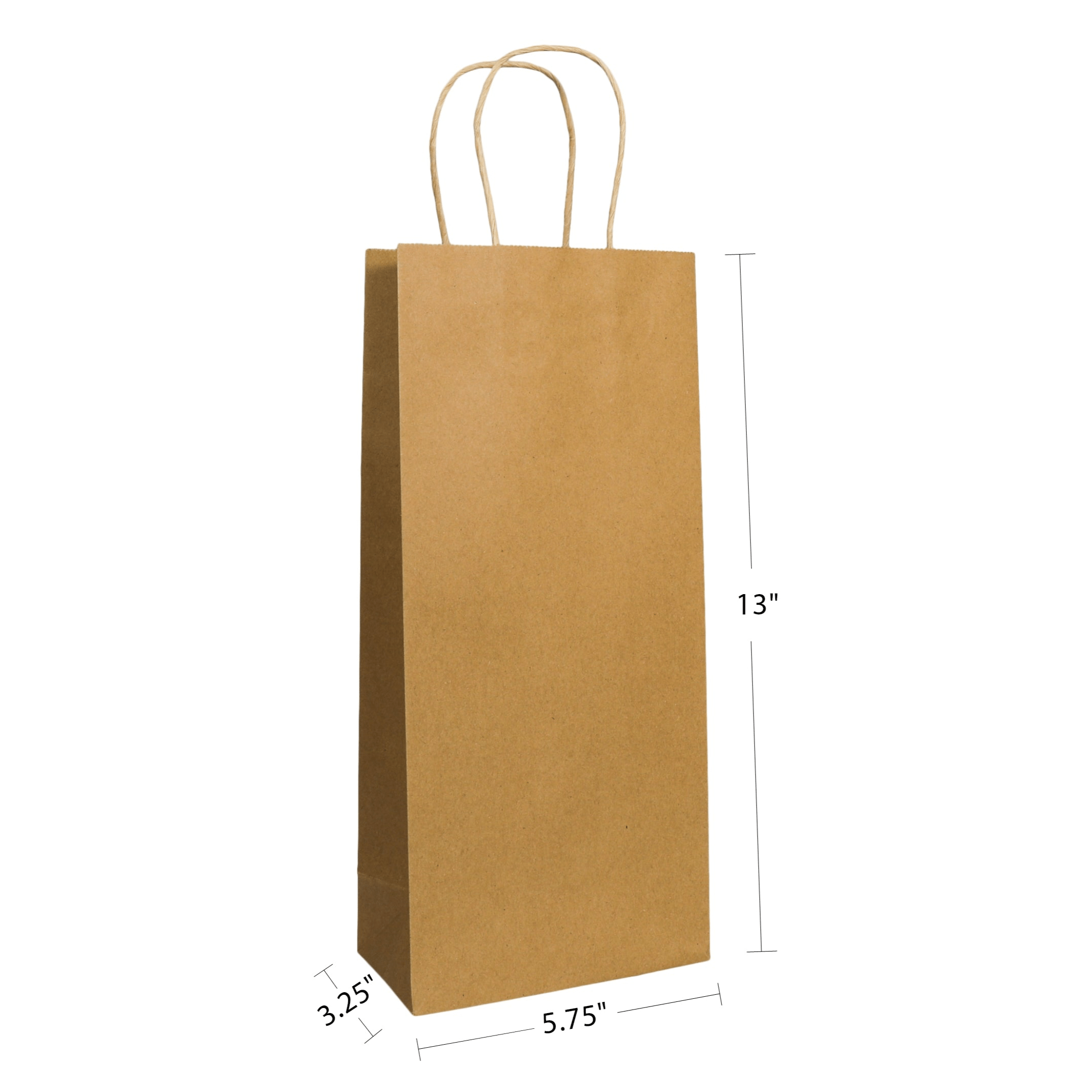 5.75" x 3.25" x 13" Natural/White Paper Shopping Bag with Handles (250 Pack)