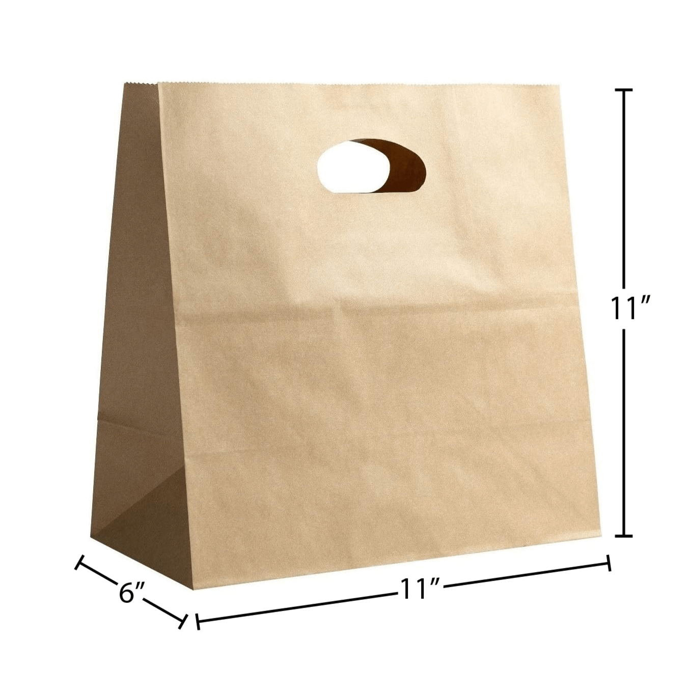 11" x 6" x 11" Natural/White Paper Shopping Bag with Die Cut Handles (500 Pack)