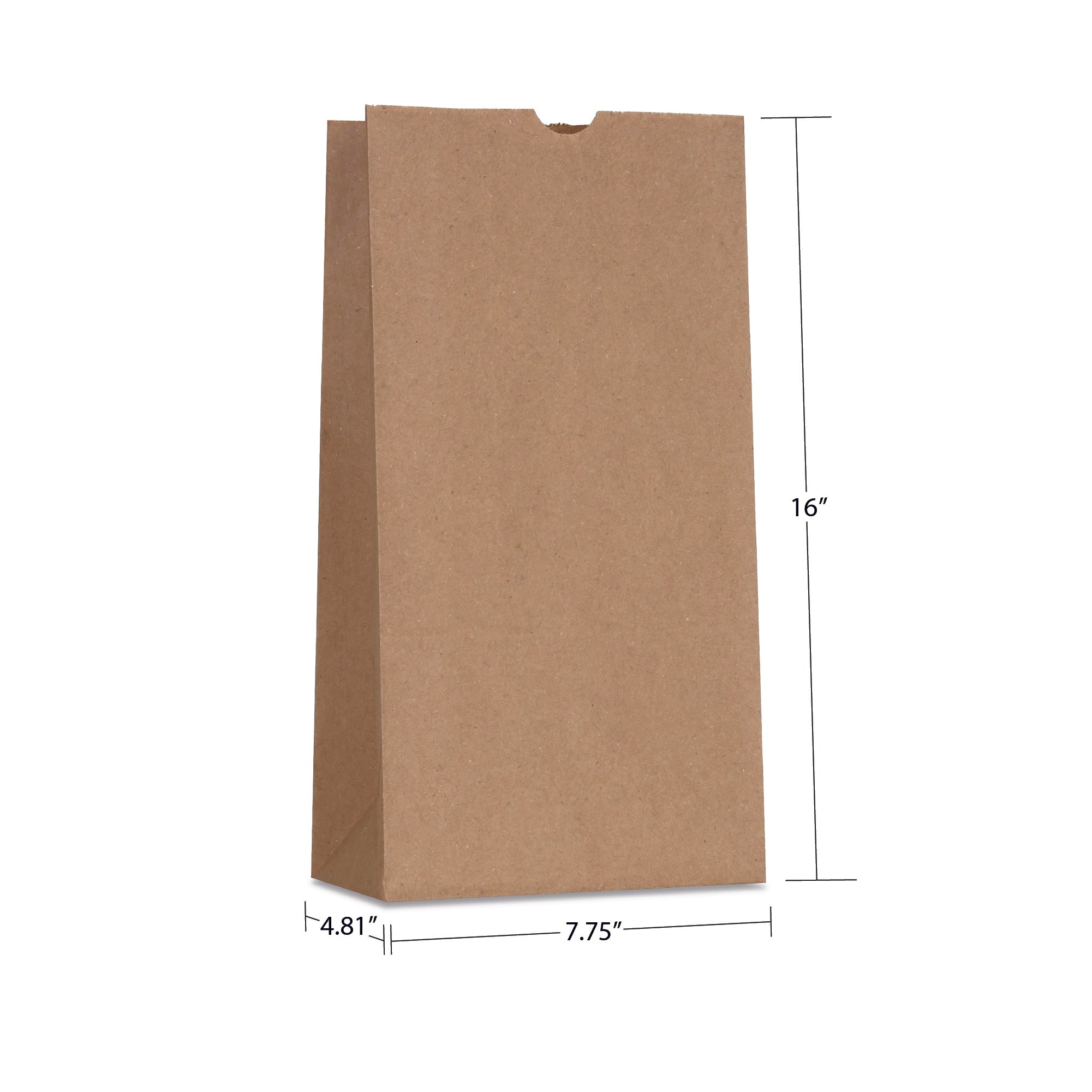 #16 (7.75" x 4.81" x 16") Natural/White Paper Bag (500 Pack)