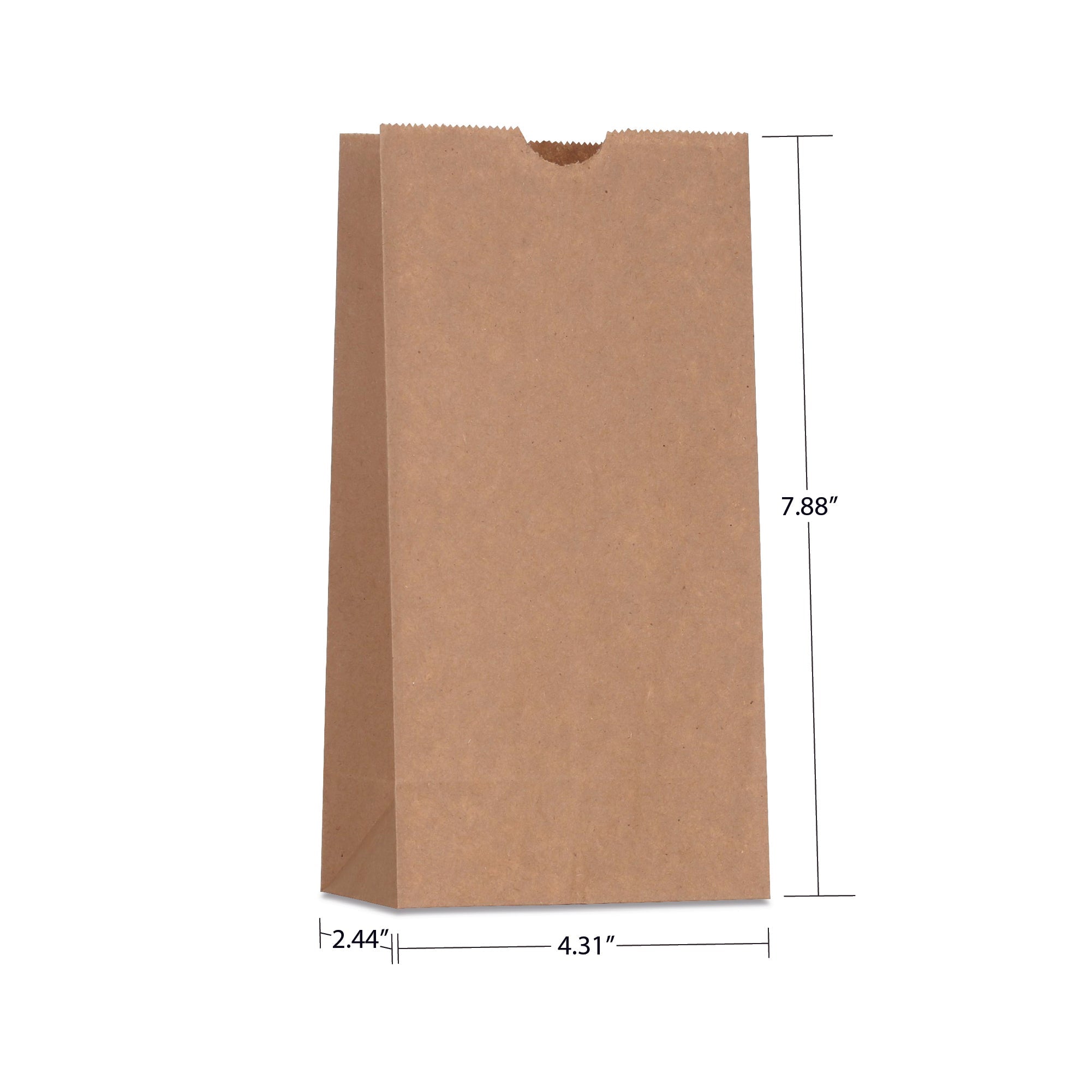 #2 (4.31" x 2.44" x 7.88") Natural/White Paper Bag (500 Pack)