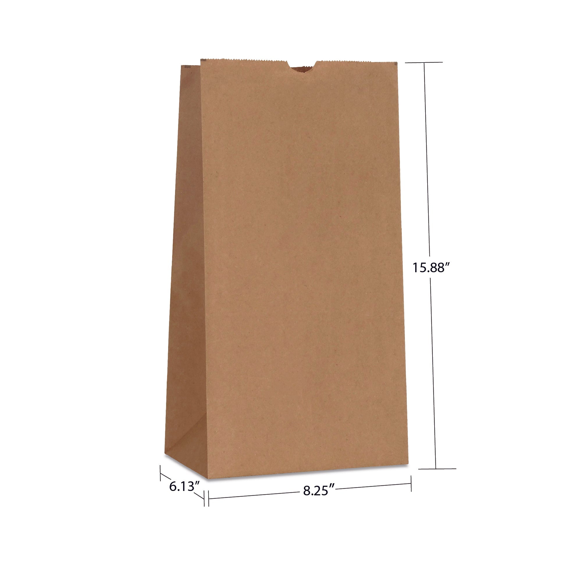 #25SH (8.25" x 6.13" x 15.88") Natural/White Paper Bag (500 Pack)