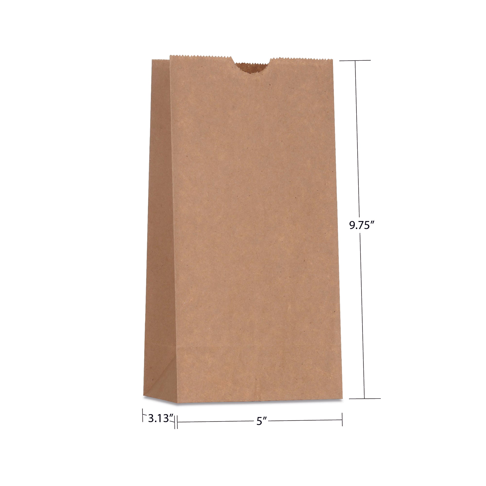 #4 (5" x 3.13" x 9.75") Natural/White Paper Bag (500 Pack)