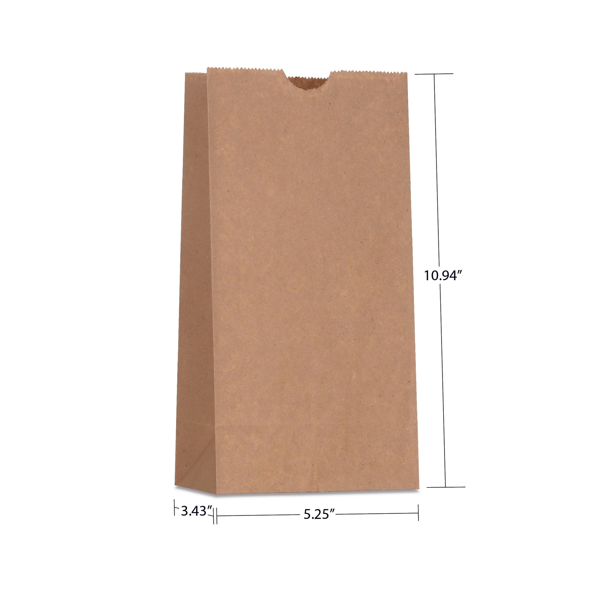 #5 (5.25" x 3.43" x 10.94") Natural/White Paper Bag (500 Pack)