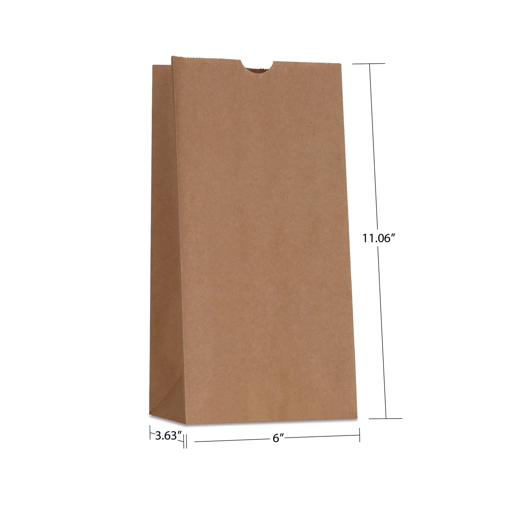 #6 (6" x 3.63" x 11.06") Natural/White Paper Bag (500 Pack)