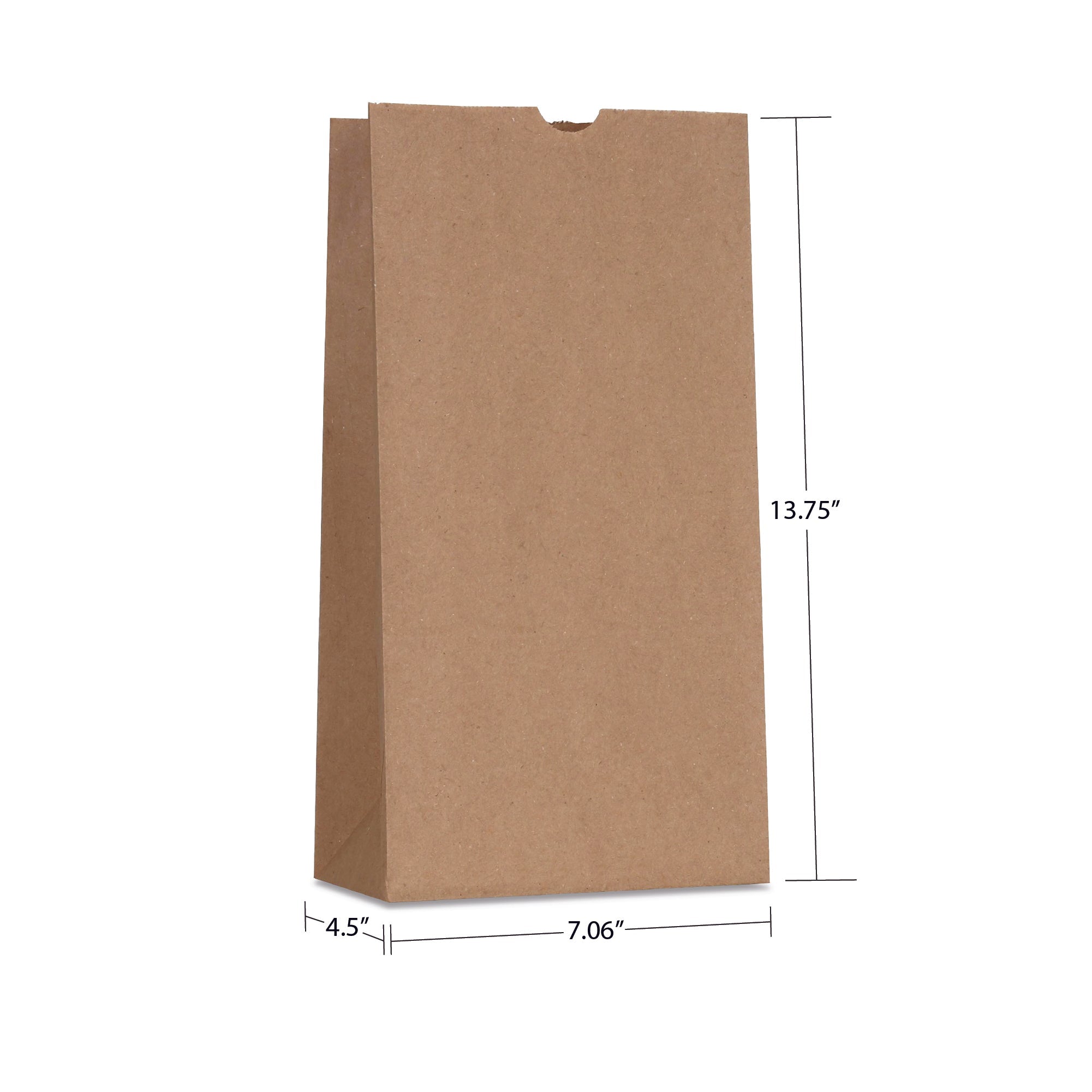 #12 (7.06" x 4.5" x 13.75") Natural/White Paper Bag (500 Pack)