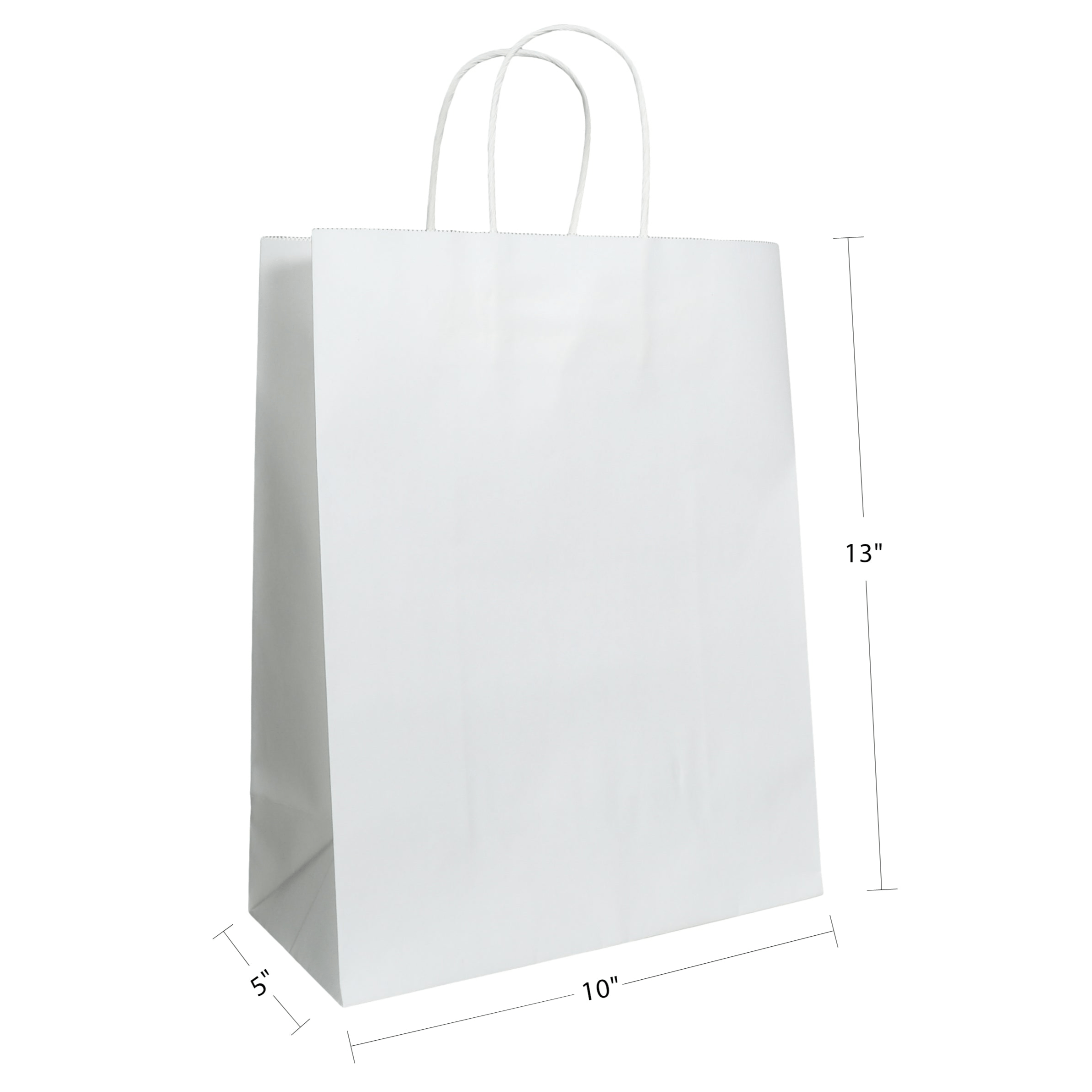 10" x 5" x 13" Natural/White Paper Shopping Bag with Handles (250 Pack)
