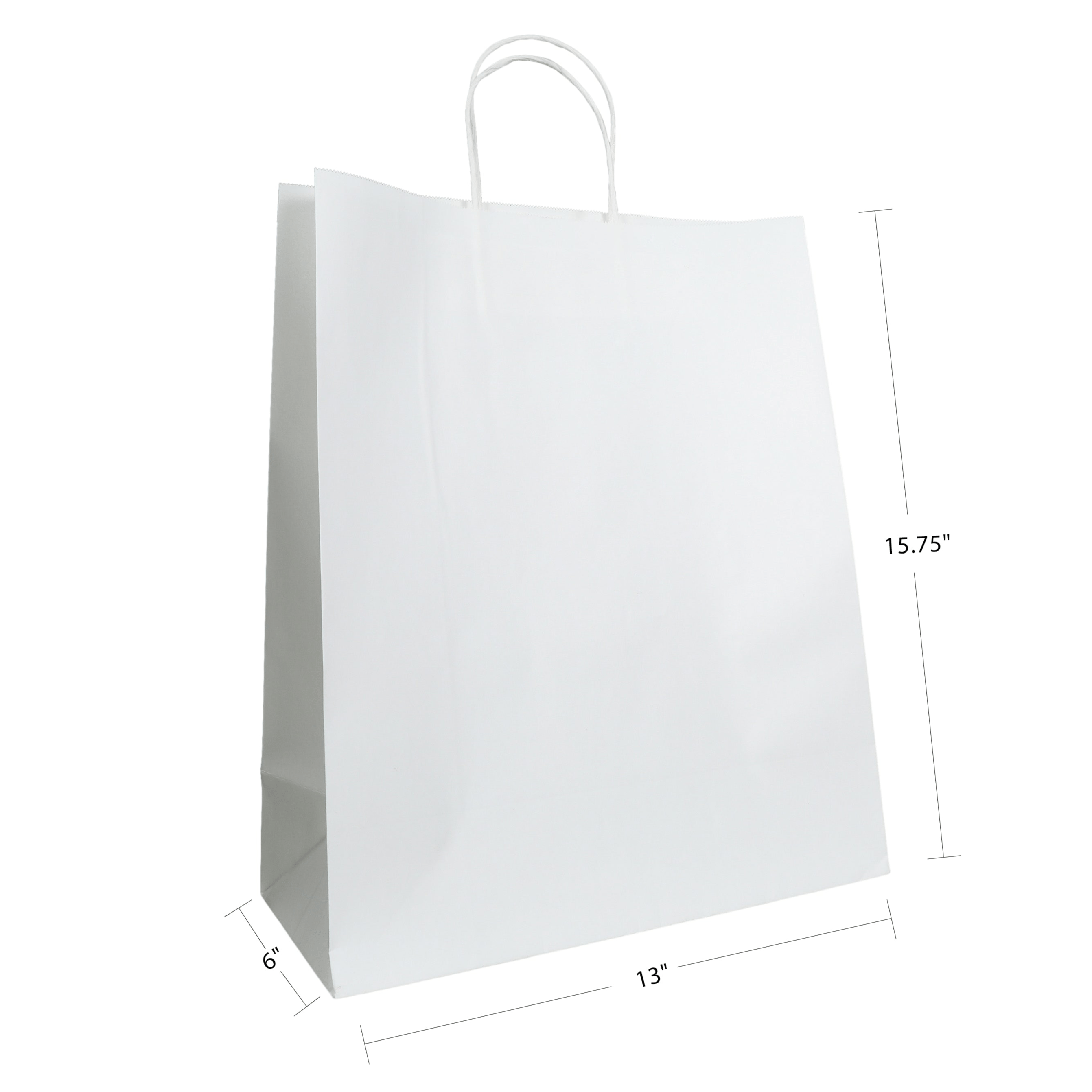 13" x 6" x 15.75" Natural/White Paper Shopping Bag with Handles (250 Pack)
