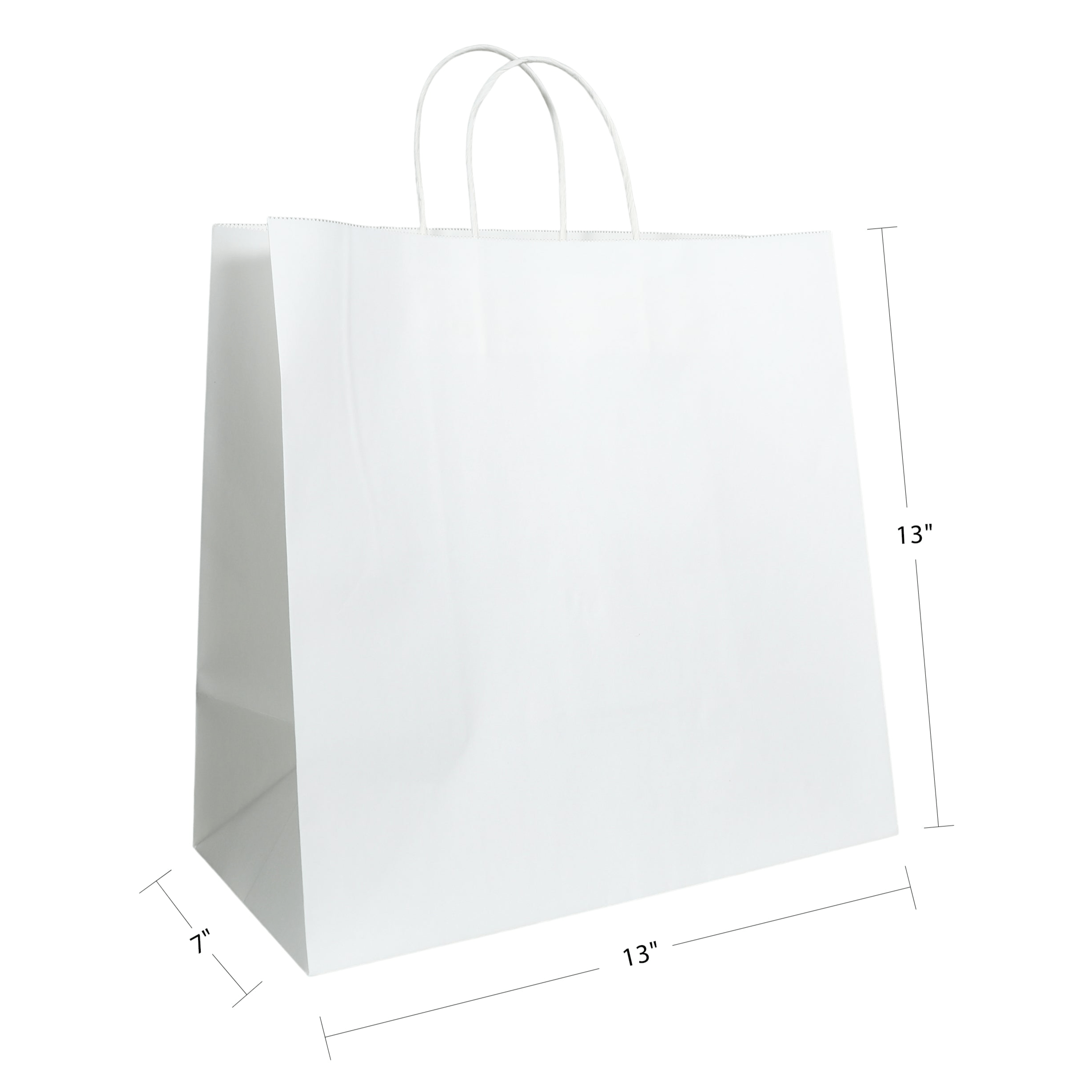 13" x 7" x 13" Natural/White Paper Shopping Bag with Handles (250 Pack)