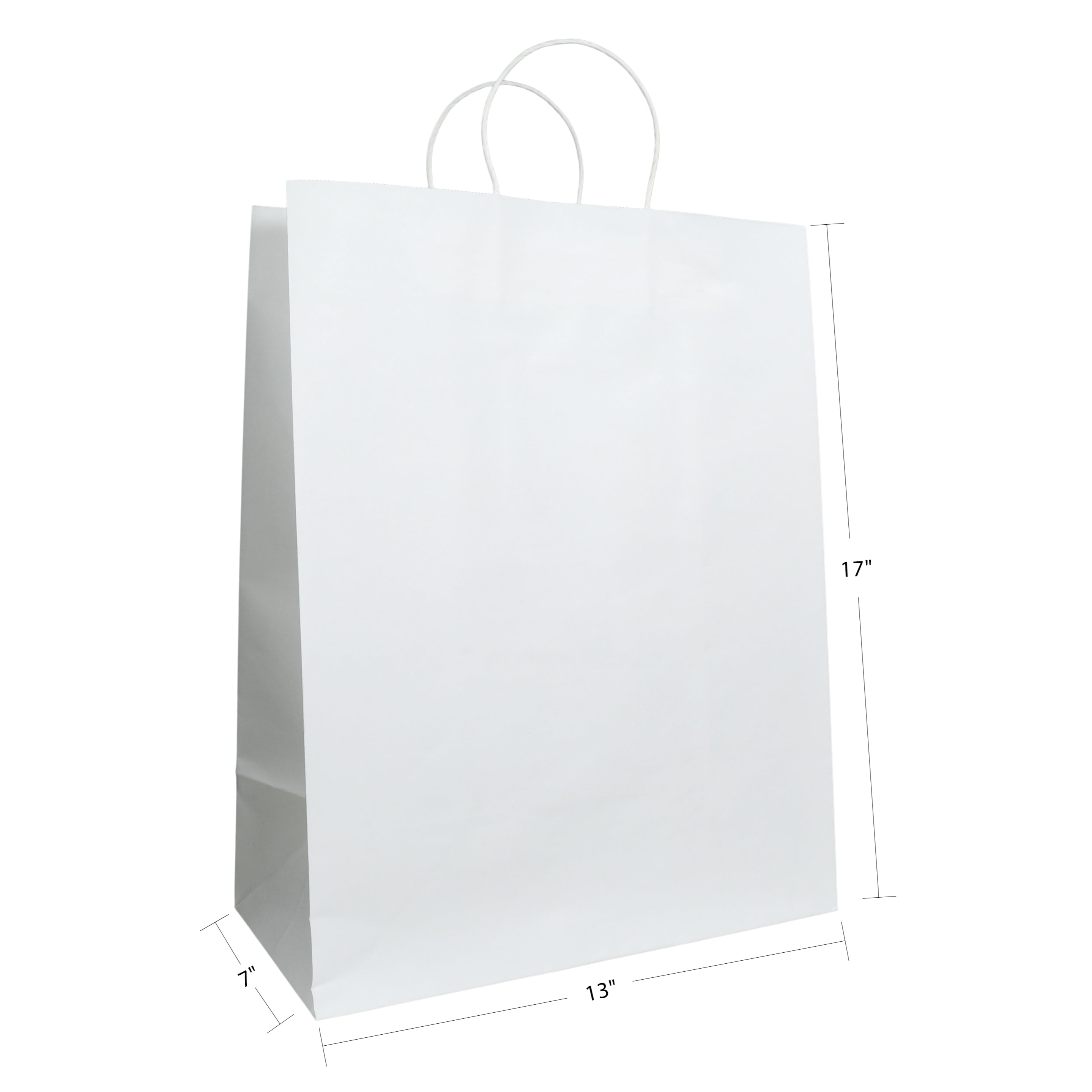 13" x 7" x 17" Natural/White Paper Shopping Bag with Handles (250 Pack)