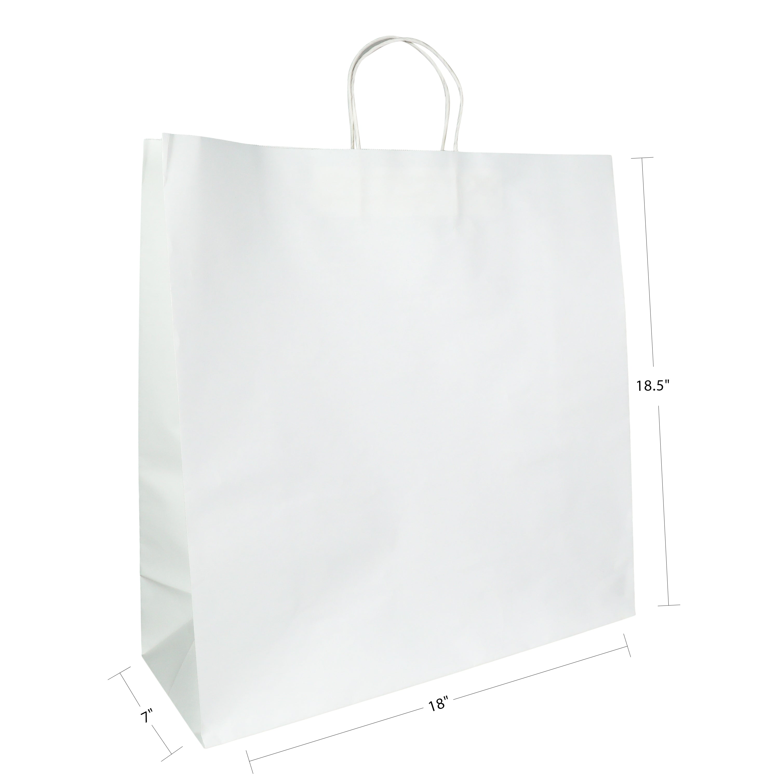 18" x 7" x 18.5" Natural/White Paper Shopping Bag with Handles (200 Pack)