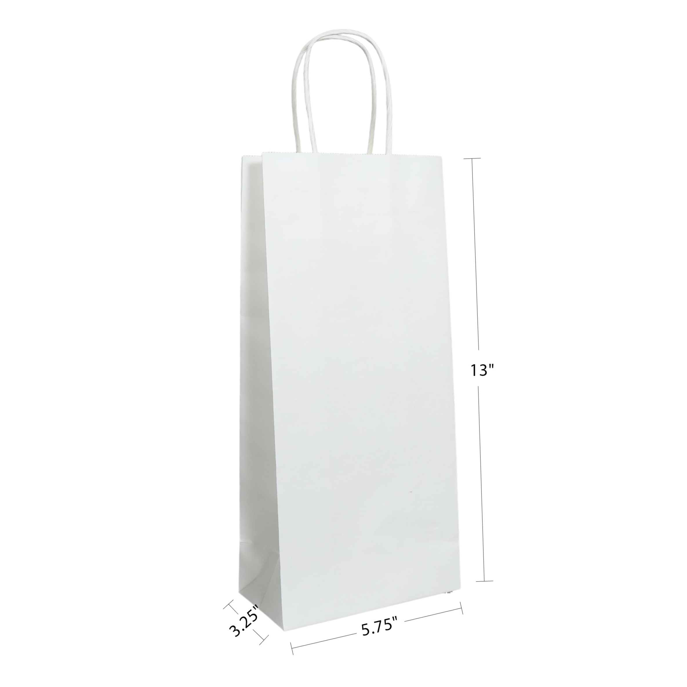 5.75" x 3.25" x 13" Natural/White Paper Shopping Bag with Handles (250 Pack)