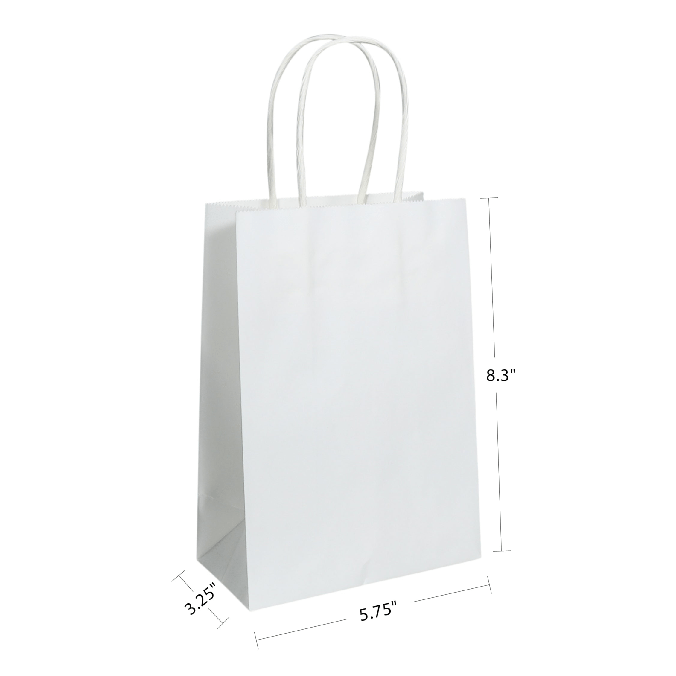 5.75" x 3.25" x 8.375" Natural/White Paper Shopping Bag with Handles (250 Pack)