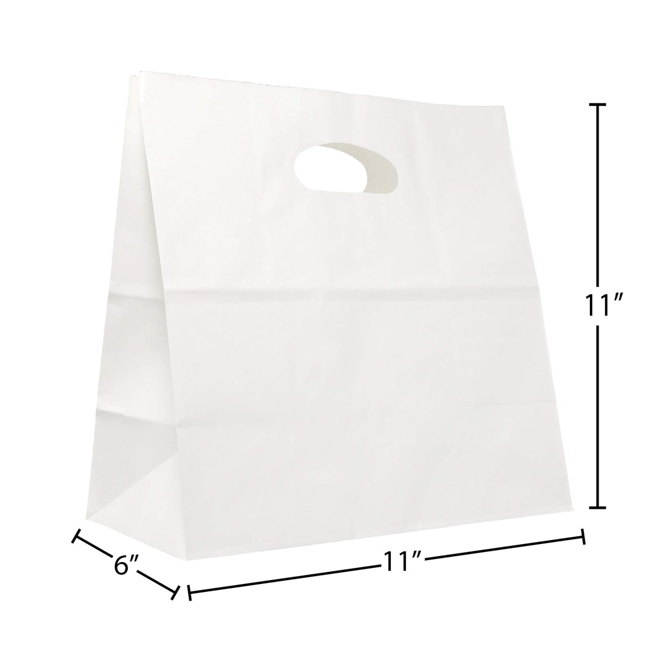 11" x 6" x 11" Natural/White Paper Shopping Bag with Die Cut Handles (500 Pack)