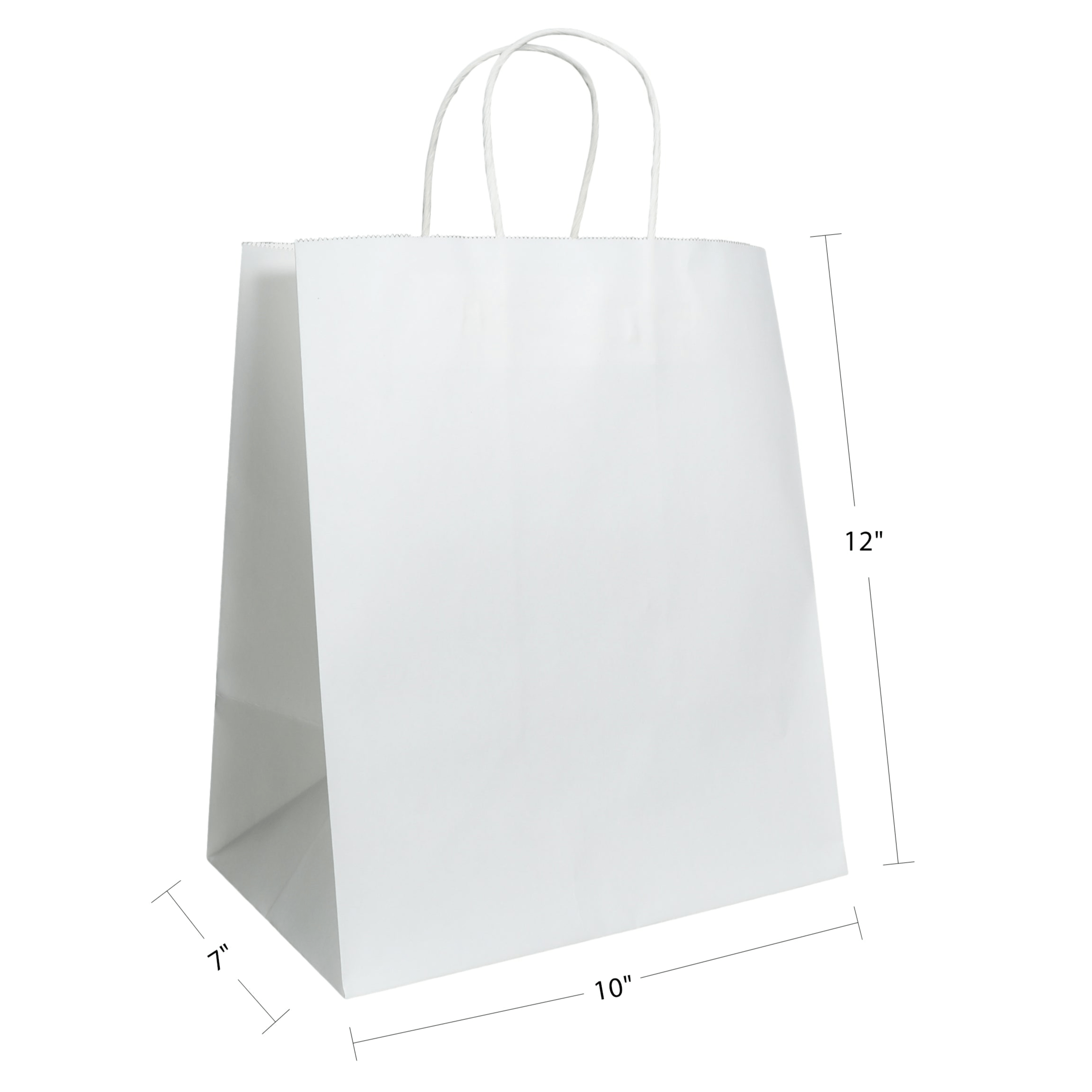 10" x 6.75" x 12" Natural/White Paper Shopping Bag with Handles (250 Pack)